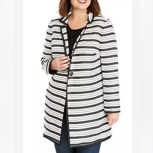 The Limited black and white one button tweed stripe blazer coat size 20W